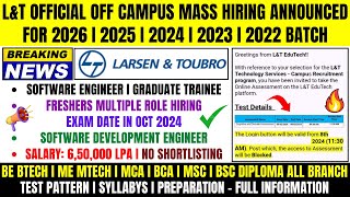 Finally LampT Mass Hiring Announced  LampT Biggest OFF Campus Drive For 2026  2025  2024  2023 Batch [upl. by Haroldson]