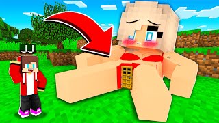 JJ Found SECRET BASE inside JJ GIRL WOMAN in Minecraft  Maizen [upl. by Namor959]