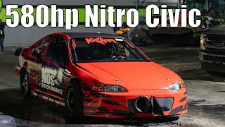 580hp Nitro Civic Going for 8s in the 14 mile [upl. by Omocaig685]