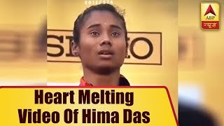 This Video Of Hima Das Crying During National Anthem Will Melt Your Heart  ABP News [upl. by Ruenhcs]