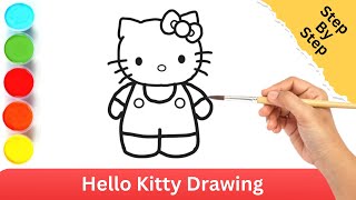 HELLO KITTY DRAWING TUTORIAL EASY FOR KIDS [upl. by Noryak678]