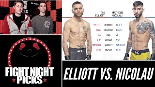 UFC Fight Night Tim Elliott vs Matheus Nicolau Prediction [upl. by Felt]