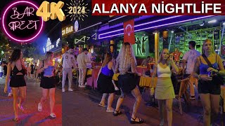 alanya nightlife walking tour 2024  alanya bar street alanya antalya turkey holiday travel 4k video [upl. by Atidnan]