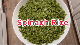 Easy Spinach Rice Recipe  Spinach Pulao  Palak Rice  cooking and crafts with manasa [upl. by Nave]