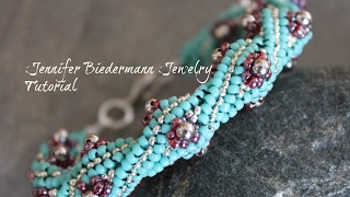 Twisted herringbone flower bud bracelet tutorial [upl. by Abraham854]