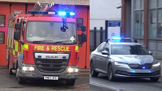 MOD UNMARKED Police Car Flies Through Carlisle  Penwortham Fire Engine Turnout [upl. by Nahc309]