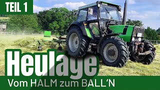 FarmVlog 034  1 Schnitt Heulage vom Halm zum Balln Teil 1 [upl. by Airotahs]