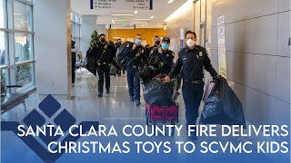 Santa Clara County Fire Department delivers toys to children at Santa Clara Valley Medical Center [upl. by Eidaj]