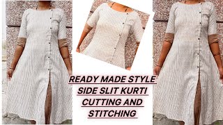 readymade style side slit kurti cutting and stitching  kurti cutting and stitching kurti cutting [upl. by Notlim]