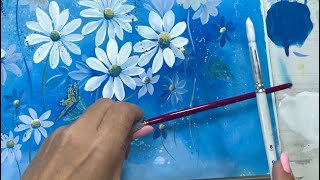 Pintando Flores Fáciles con Acrílico  te explico paso a paso como hacerlo [upl. by Sass]