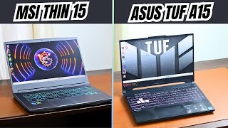 Asus tuf A15 Ryzen 7 vs MSI Thin 15 RTX 3050  Best Gaming Laptop under 50000  55000 [upl. by Nueoras698]