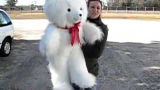 Giant Soft and Snuggly White Furry Valentine Teddy Bear 42inches tall made in the USA America [upl. by Suoicerpal]