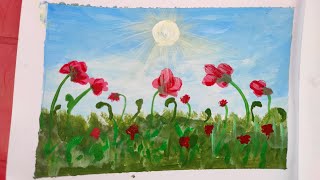 easy acrylic painting  beautiful flowers acrylic acrylicpainting sunlight [upl. by Norven699]