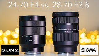 Sony 2470 F4 Zeiss vs Sigma 2870 F28  the best compact zoom lens  4K [upl. by Felipe]