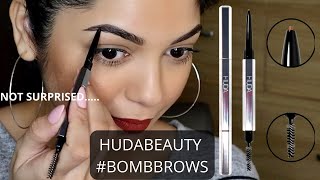 I AM SHOOK 😱 FIRST IMPRESSIONS OF HUDA BEAUTY BOMBBROWS MICROSHADE BROW PENCIL [upl. by Delia]