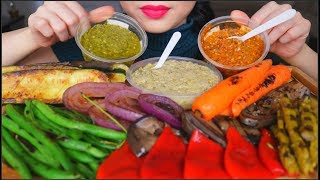 ASMR VEGGIE PLATTER GRILLED  CHILLI DIPS  EATING SOUNDS  NO TALKING [upl. by Hamo305]