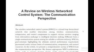 A Review on Wireless Networked Control System The Communication Perspective [upl. by Sladen]