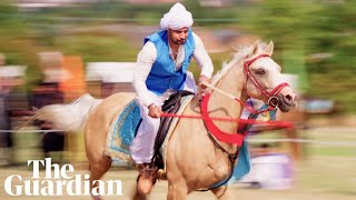 Tent pegging in the UK In neza bazi anything can happen [upl. by Lapo]