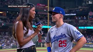 Tommy Edmans postgame interview on goahead 2run single Dodgers win 86 [upl. by Ola]