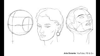 Cómo dibujar un rostro desde cualquier ángulo  Método de Andrew Loomis [upl. by Madora798]