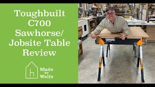 TOUGHBUILT C700 SAWHORSE REVIEW a great folding sawhorse at a reasonable price [upl. by Soinski]