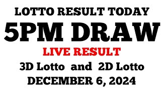 Lotto Result Today 5PM Draw December 6 2024 PCSO LIVE Result [upl. by Dub]