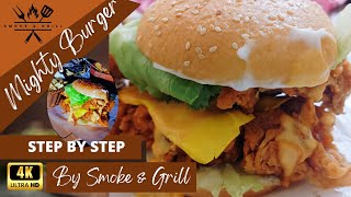 World Biggest Chicken Burger 🍔  Mighty Zinger Burger  Best Sauce By Smoke amp Grill [upl. by Vasiliki]