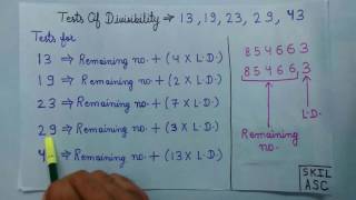 Tests of Divisibility  Divisibility Rules for 13 19 23 29 43 [upl. by O'Reilly]