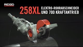 RIDGID 258XL ElektroRohrabschneider und 700 Kraftantrieb [upl. by Ahtoelc920]