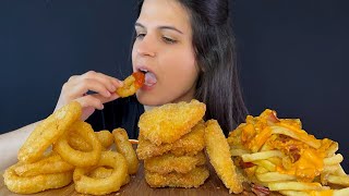 ONION RINGS CHICKEN TENDERS amp CHEDDAR BACON FRIES  MUKBANG  ASMR  EATING SOUNDS [upl. by Roselle]