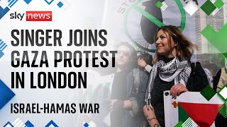 Singer Charlotte Church joins proPalestinian march in London  IsraelHamas war [upl. by Feldman]