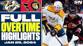 Nashville Predators at Ottawa Senators  FULL Overtime Highlights  January 29 2024 [upl. by Riesman80]