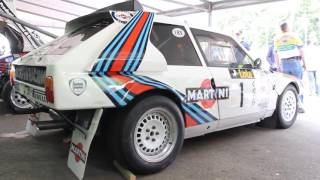 Lancia Delta S4 Rally start up  Ford RS200 IMSA Goodwood Festival of Speed 2014 [upl. by Onitrof621]