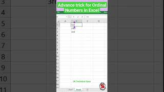 Ordinal numbers trick in excel excelformula exceltricks exceltips [upl. by Dulcinea]