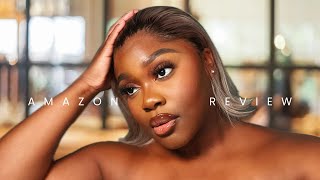 AMAZON WIG REVIEW HOSCOD BLONDE BOB WIG NATURAL HAIR LINE PERFECT BLONDE FOR WOC 👱🏾‍♀️👱🏽‍♀️🍂 [upl. by Moia]