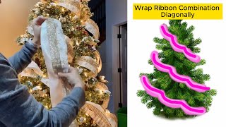 How To Decorate A Christmas Tree With Ribbons Easy and Beautifulthe 5 Best Way To Decorate Tree [upl. by Gabriel516]