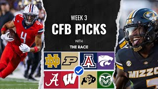 CFB WEEK 3  BEST BETS PICKS amp PREDICTIONS [upl. by Eniamerej]