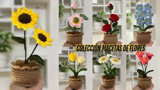 Tutorial Colección De Macetas A Crochet  Diseño 3  Girasoles💚Mayelin Ros [upl. by Omsoc]