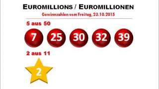 Euro Lotto Euromillions vom Freitag  Aktuelle Gewinnzahlen der Ziehung vom 23102015 [upl. by Noram558]