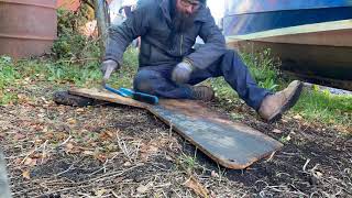 Cleaning the rust off of a 40 year old Cornish shrimper keel [upl. by Neelyaj710]