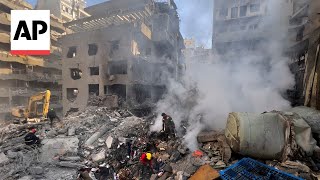 Aftermath of Israeli airstrike on central Beirut that killed at least 20 [upl. by Yeleek]