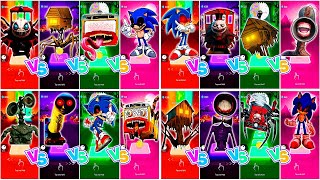 Siren Head🆚Spider House Head🆚Bus Eater🆚Sonic exeTiles Hop Edm Rush [upl. by Llehsim599]