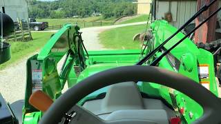 John Deere 5R tractor and 540R loader quick detach process [upl. by Abra303]