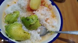 Eating rice and potatoes with avocado [upl. by Packer]