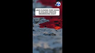 Lava flowing over snow in Iceland creates mesmerizing sight [upl. by Llien884]