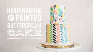 Herringbone and Painted Buttercream Cake  Satisfying Cake Decorating  Greggy Soriano [upl. by Kee]