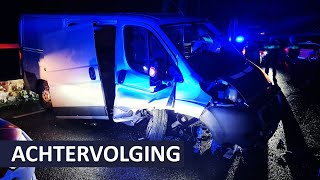 Politieachtervolging  Gestolen bestelbus  Gestolen motor  Crash [upl. by Nallaf390]