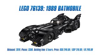 LEGO 76139 1989 Batmobile Indepth Review Speed Build amp Parts List 4K [upl. by Ellenod]