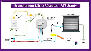 Branchement Micro Récepteur RTS Somfy Pour Volet Roulant electrical domotique electrique somfy [upl. by Affay]