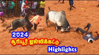 சூரியூர் ஜல்லிக்கட்டு highlights 2024  sooriur jallikattu best videos 2024 [upl. by Adaynek408]